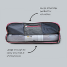 Pink Waterproof yoga mat bag with two pockets that fits all yoga mats