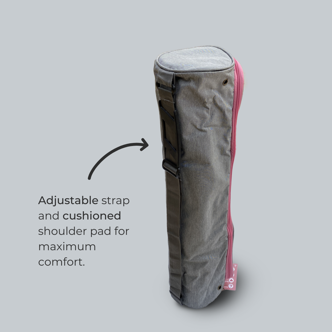 Pink Waterproof yoga mat bag with two pockets that fits all yoga mats