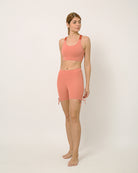 Sustainable activewear made out of recycled materials by Kosha Yoga Co. Squat proof, stretchable shorts for yoga, gym, workouts, running.
