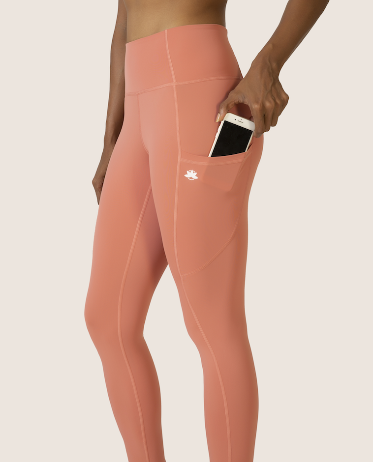 Sustainable activewear made out of recycled materials by Kosha Yoga Co. Squat proof, stretchable leggings for yoga, gym, workouts, running.