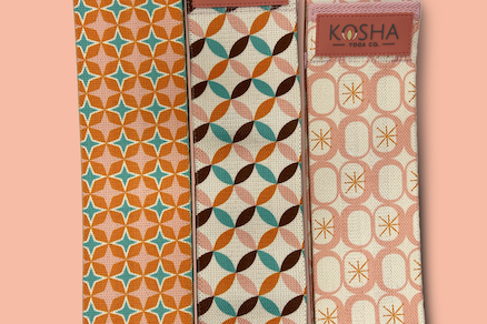 pink white green orange non slip fabric resistance bands by kosha yoga co