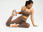 Nude squat proof yoga panst and sports bra yoga set by kosha yoga co