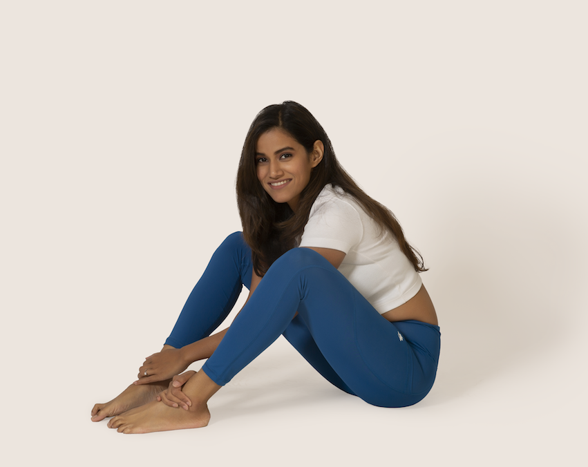 Sustainable activewear made out of recycled materials by Kosha Yoga Co. Squat proof, stretchable leggings for yoga, gym, workouts, running.