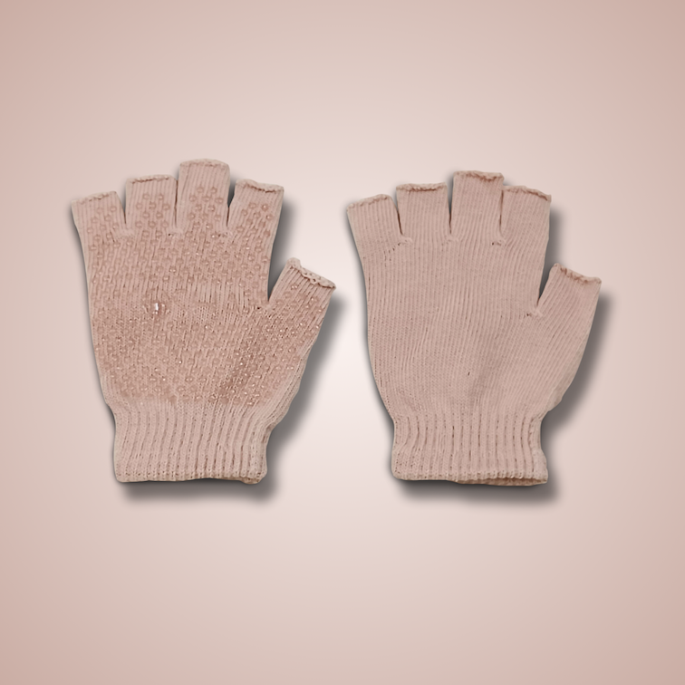 half finger gloves in peach colour for yoga and pilates by kosha yoga co