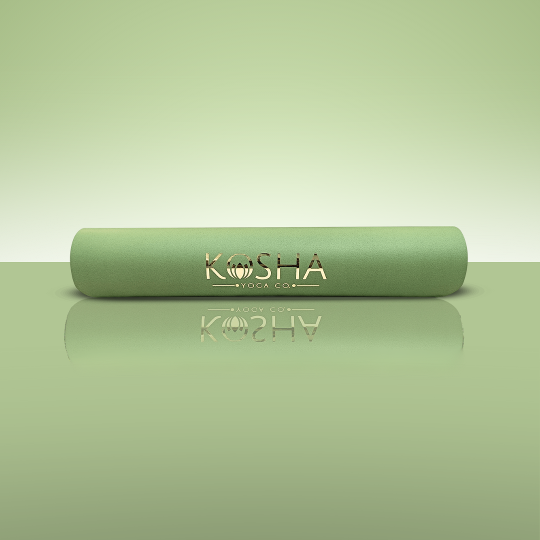 Extra long Sweat Absorbent Non Slip Rubber Yoga Mat With Alignment Lines In green Colour By Kosha Yoga Co