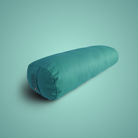 Yoga bolster with cotton cover with soft cushioning for yin yoga restorative yoga relaxation mindfulness meditation in pine green cream brown natural colour