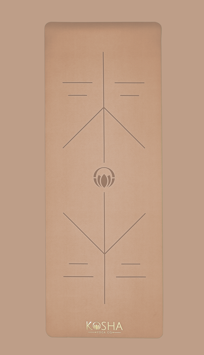 extra long extra wide natural rubber yoga mat by kosha yoga co for men and women in brown colour