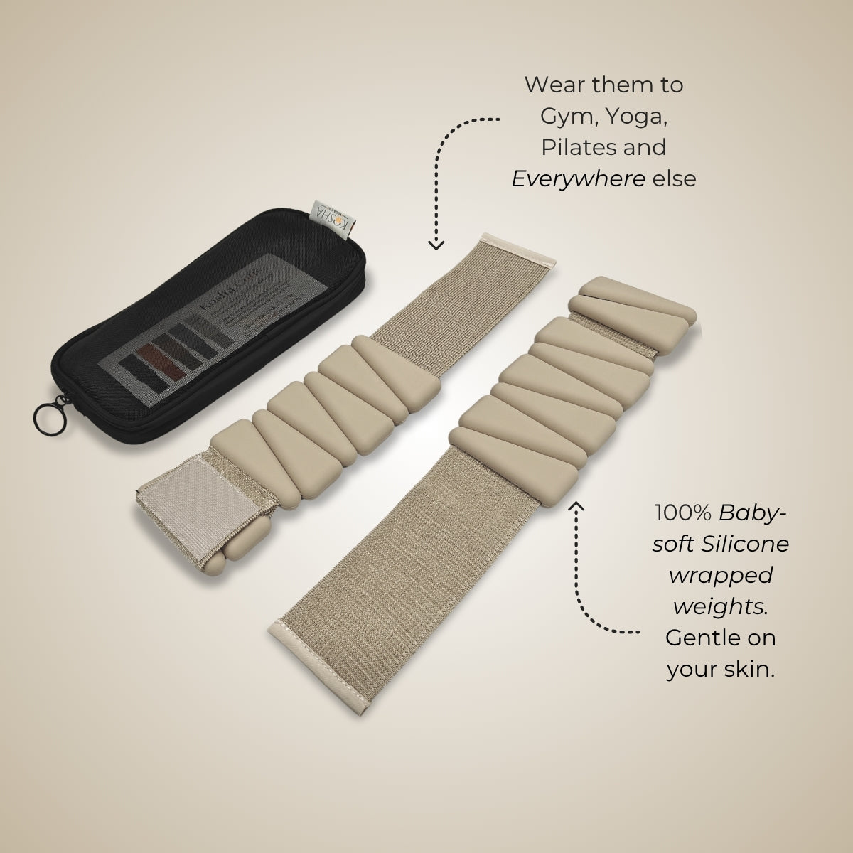 crme silicone ankle & wrist weights that are non slip and waterproof for all day comfort by kosha yoga co