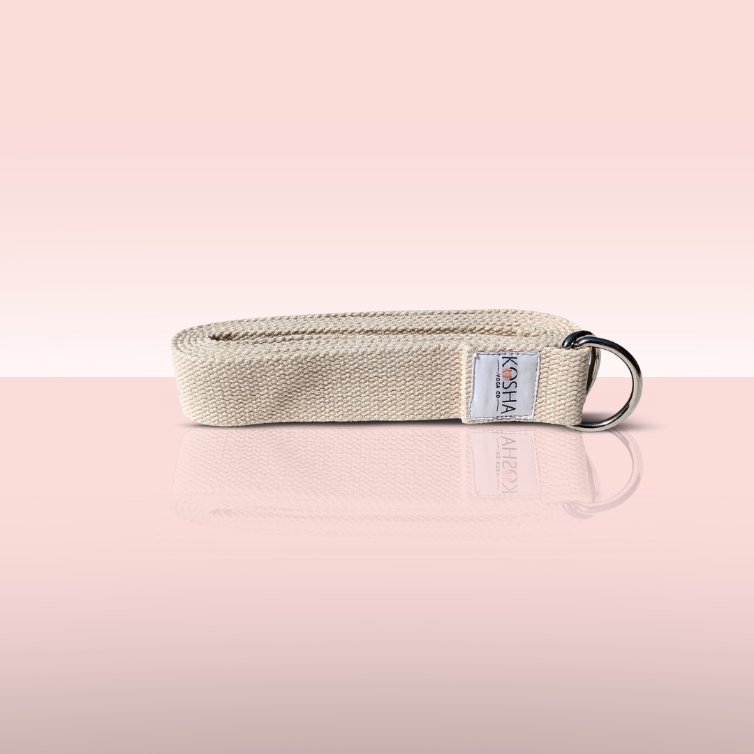 Cream coloured yoga strap