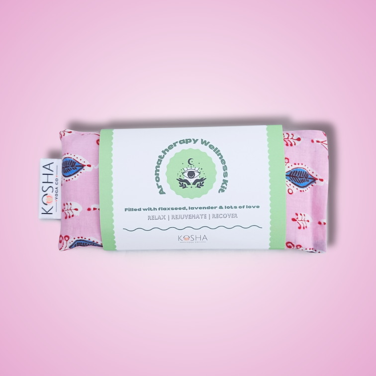 Aromatherapy wellness kit by kosha yoga in pink colour print