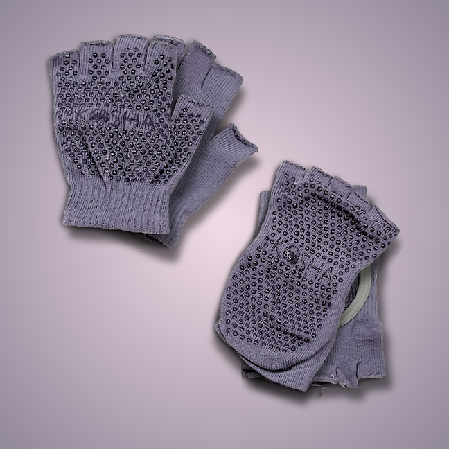 yoga socks and gloves for men and women made from cotton and anti ski non slip silicone in purple colour