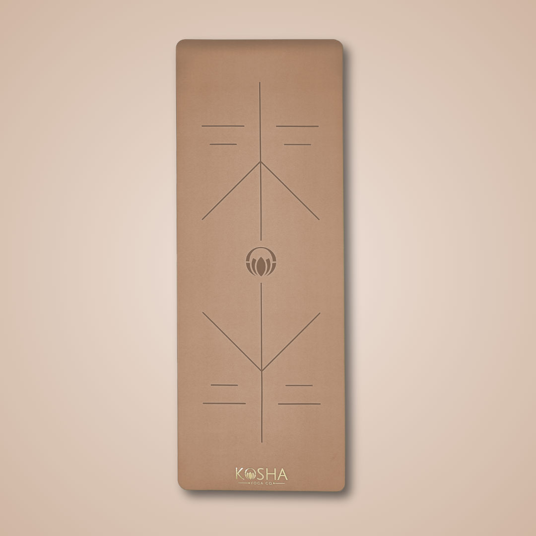 non slip anti skid  sweat proof yoga mat with carry strap by kosha yoga co in brown colour made for men and women