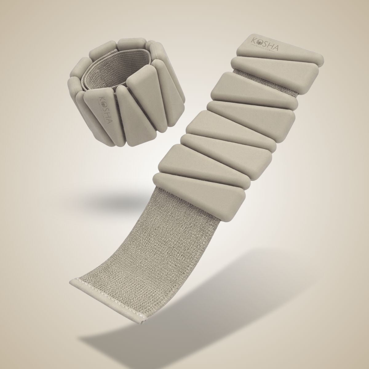 beige ankle & wrist weights that are non slip and waterproof for all day comfort by kosha yoga co