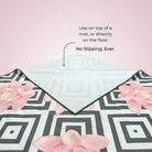 hot yoga towel non slip sweat absorbent machine washable soft to touch in floral tropical prints, gripe by kosha yoga co