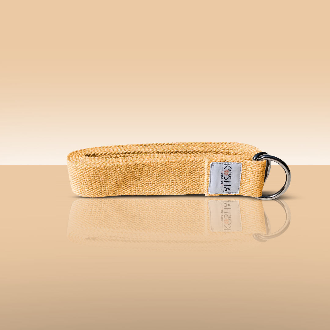 Yoga stretching strap in peach colour by kosha yoga co