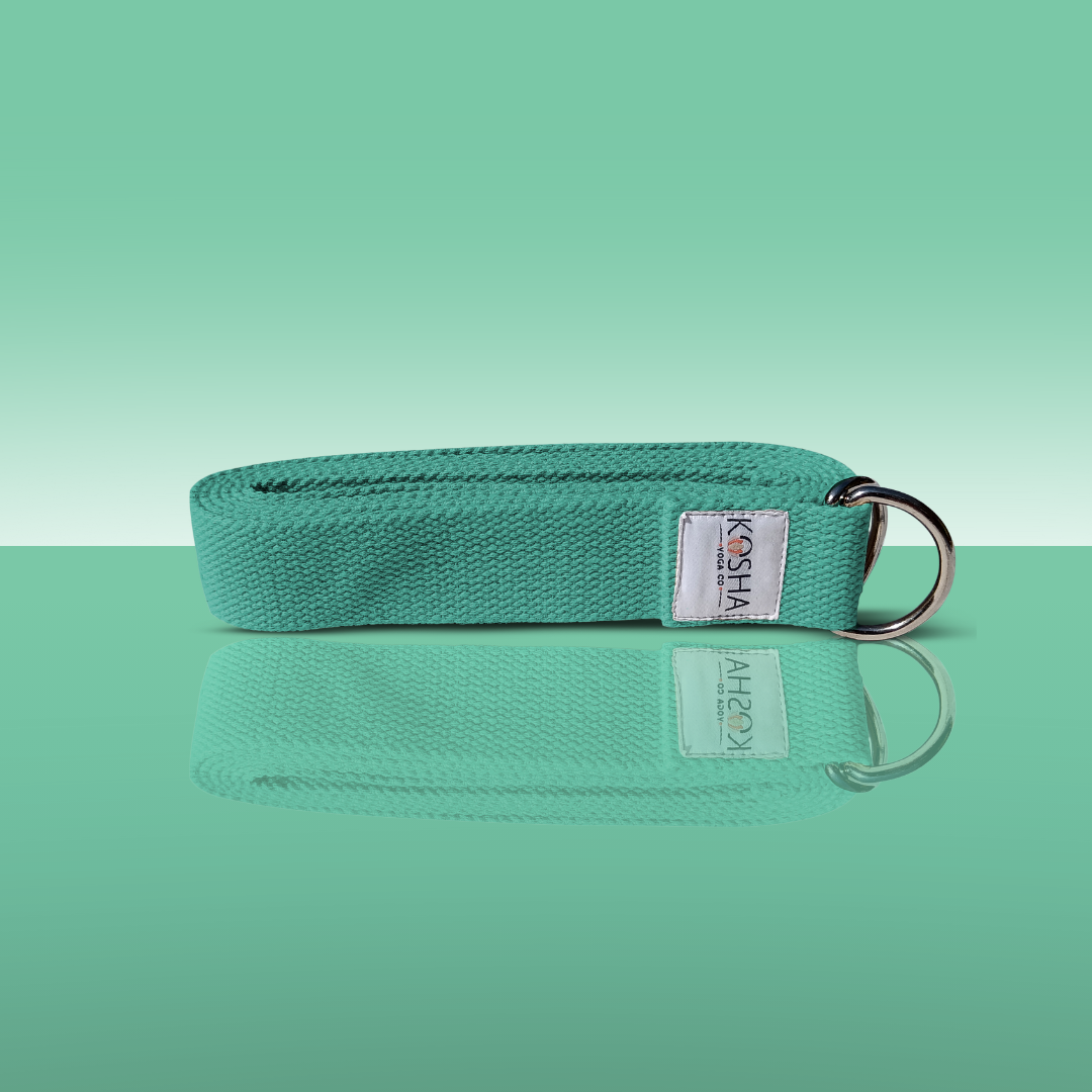 Yoga stretching strap in dark green colour by kosha yoga co