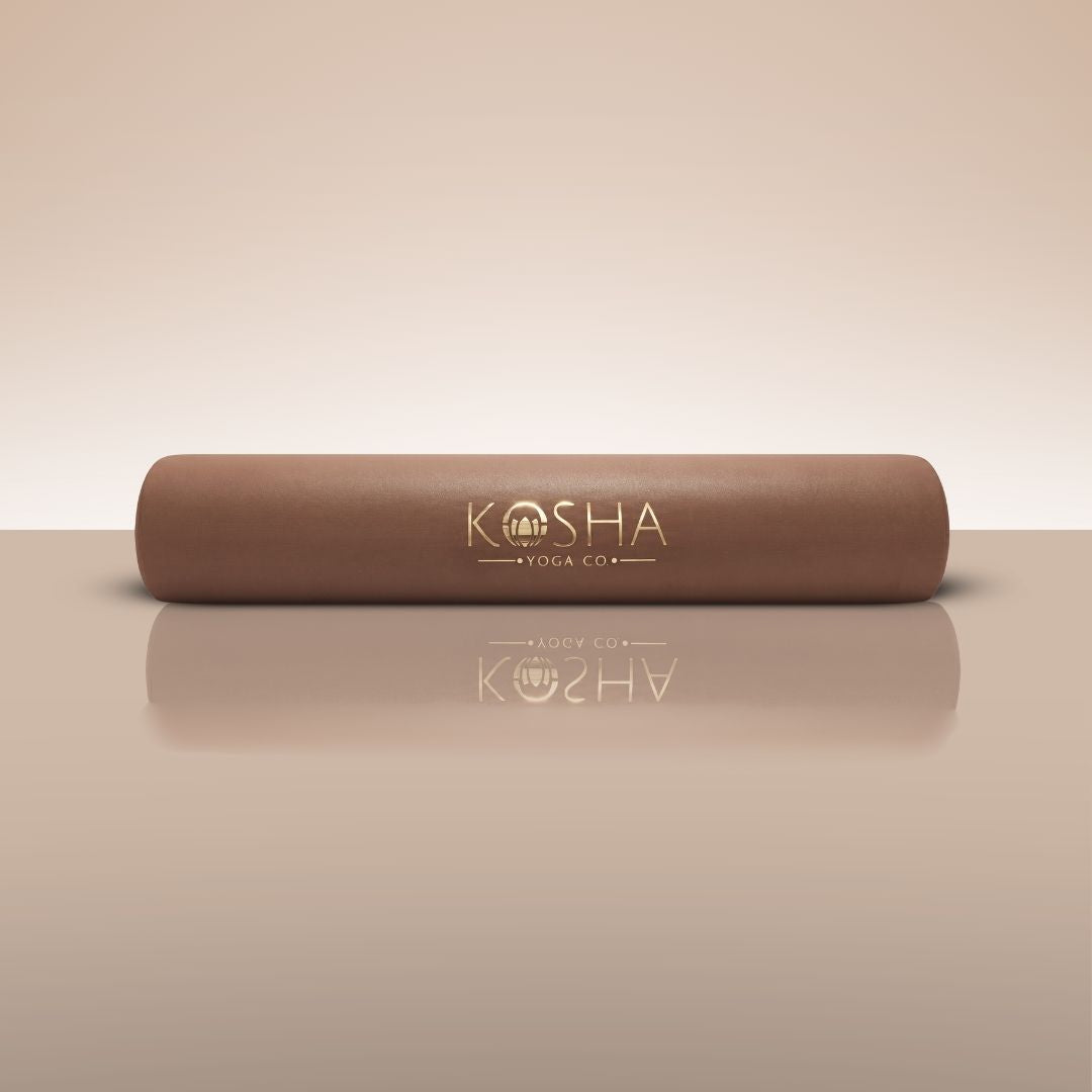 Extra long Sweat Absorbent Non Slip Rubber Yoga Mat With Alignment Lines In Brown Colour By Kosha Yoga Co