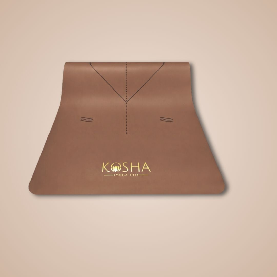 Extra long extra wide anti skid Sweat Absorbent Non Slip Rubber Yoga Mat With Alignment Lines In choclate Colour By Kosha Yoga Co for men and women