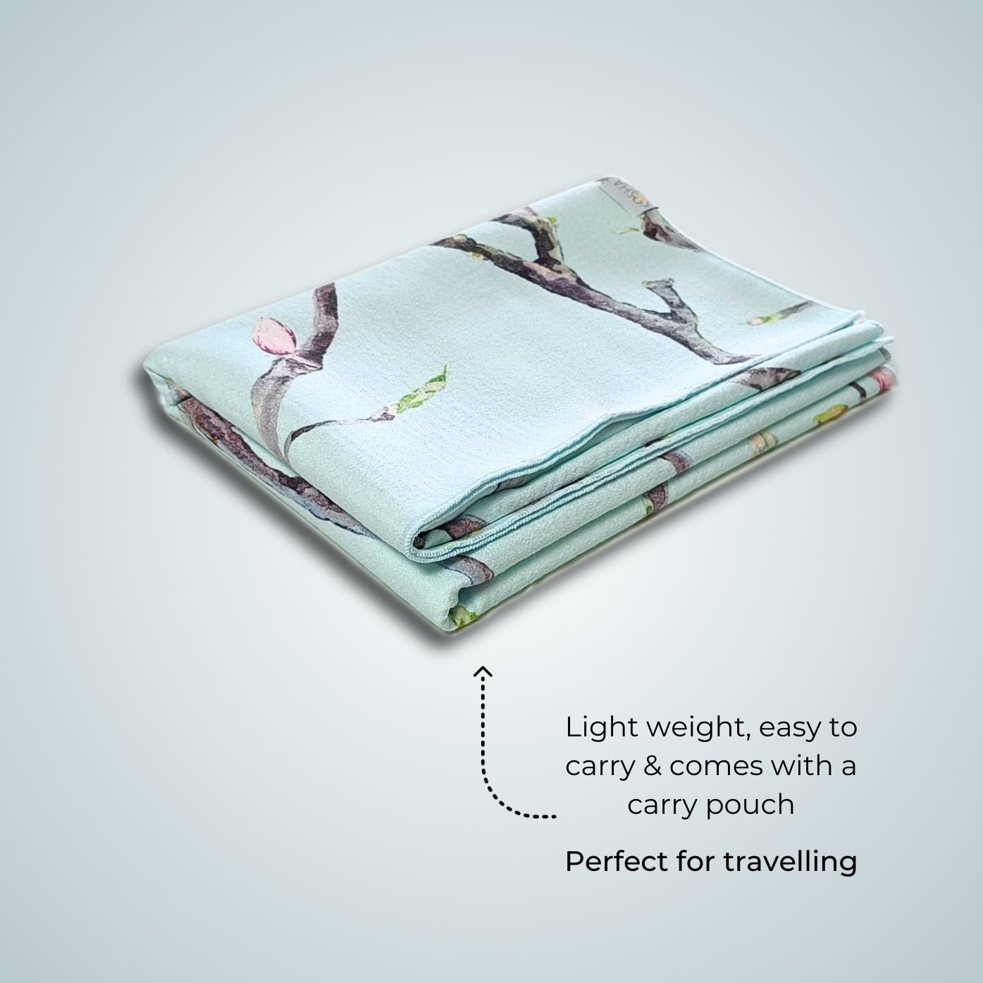 extra long and wide non slip yoga towels by kosha yoga co in blue tropical animal print by kosha yoga