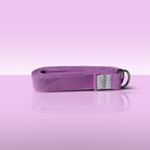 yoga strap with buckle made from organic cotton in purple colour by kosha yoga co