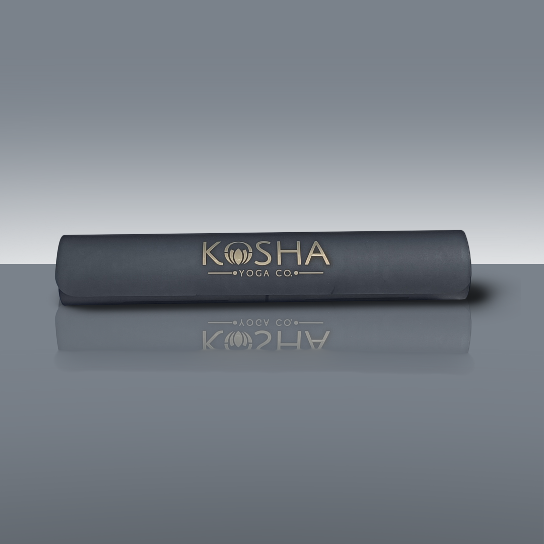 Sweat Absorbent Non Slip Rubber Yoga Mat With Alignment Lines In Black Colour By Kosha Yoga Co