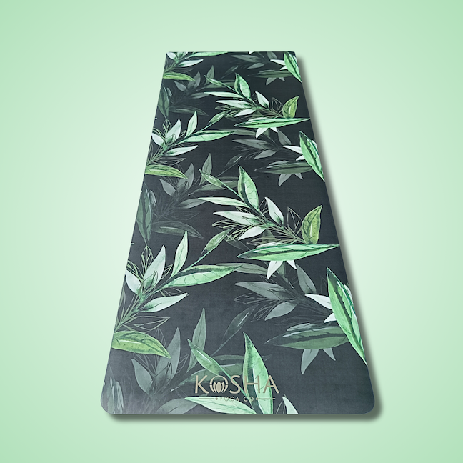 Green tropical natural rubber yoga mat Which Is Sweat Absorbent and Non Slip By Kosha Yoga Co