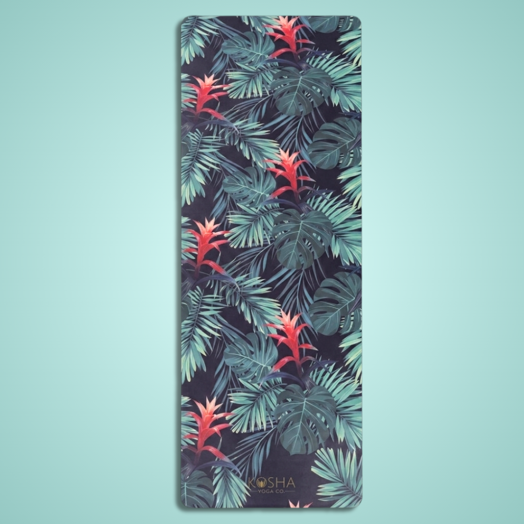 extra long extra wide yoga mat with printed design for women by kosha yoga co