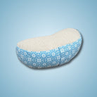 half moon shape meditation pillow for sitting cross legged in blue colour