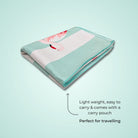 extra long and wide non slip yoga towels by kosha yoga co in blue strep and birds  tropical animal print by kosha yoga