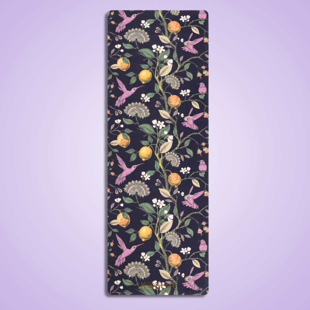 extra long extra wide yoga mat with printed design for women by kosha yoga co