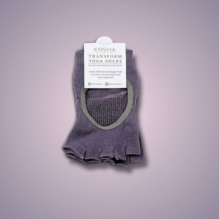 purple yoga socks and gloves for men and women made from cotton and anti skid non slip silicone by kosha yoga co