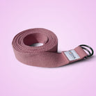 extra long yoga strap with buckle made from organic cotton in red colour by kosha yoga co