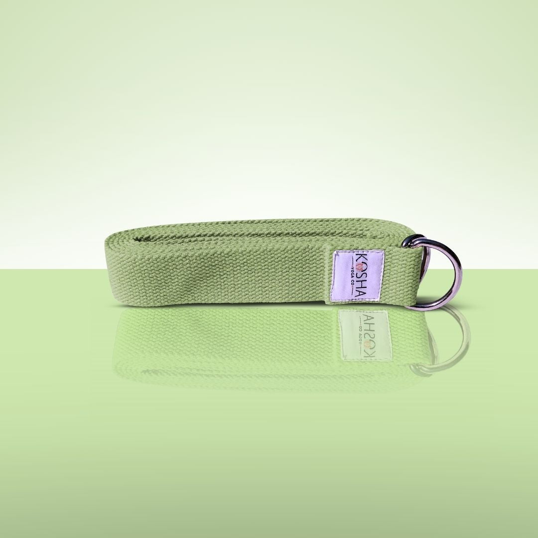 Yoga stretching strap in dark green colour by kosha yoga co