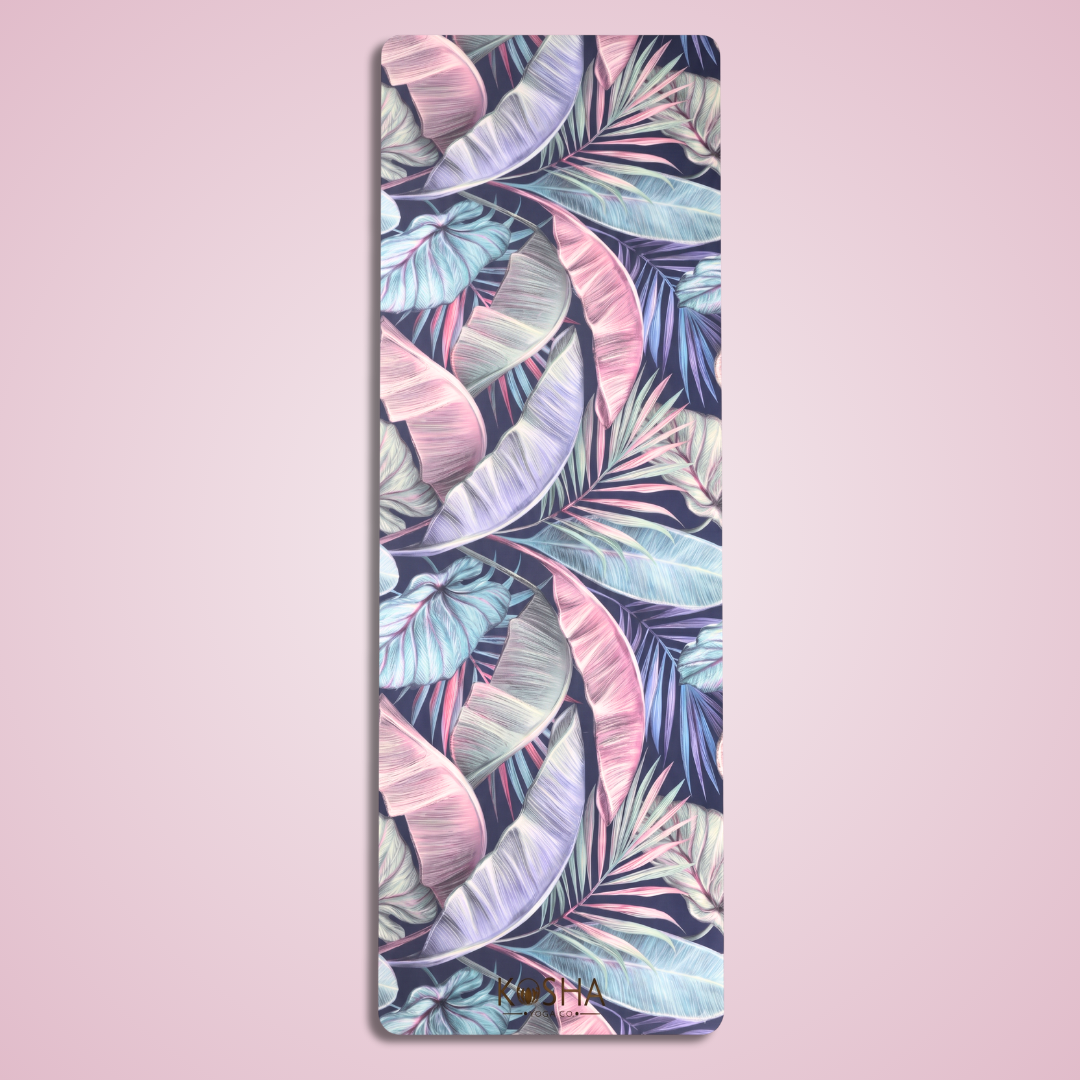 extra long extra wide yoga mat with printed design for women by kosha yoga co