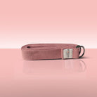 yoga strap with buckle made from organic cotton in peach colour by kosha yoga co
