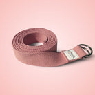 extra long yoga strap with buckle made from organic cotton in peash colour by kosha yoga co