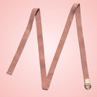 extra long extra wide yoga belt with metal buckle made from organic cotton in peach colour by kosha yoga co 
