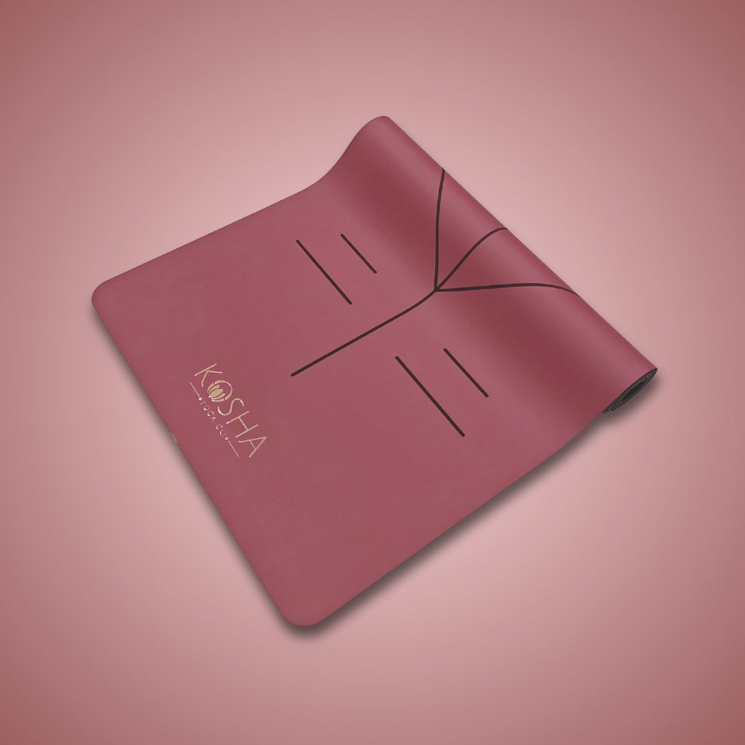Kosha yoga mat with natural rubber in Merlot colour