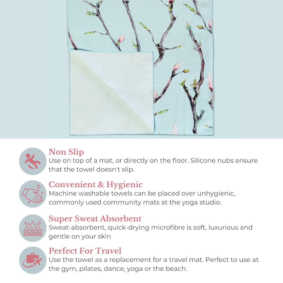 features of yoga towel by kosha yoga co