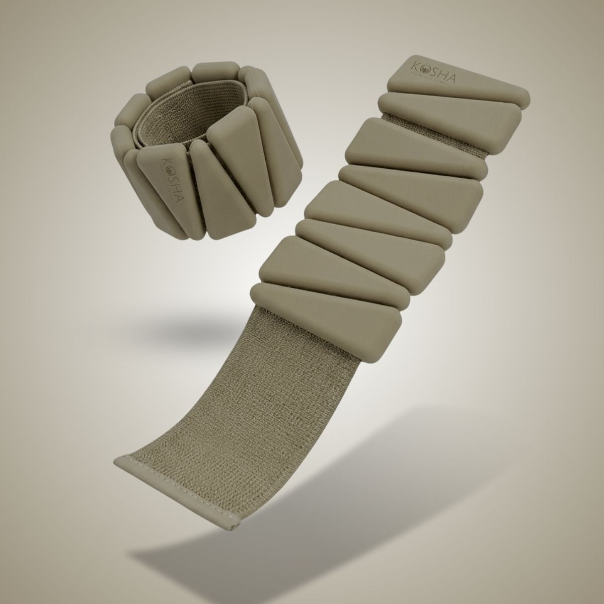 beige ankle & wrist weights that are non slip and waterproof for all day comfort by kosha yoga co