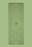 extra long yoga mat with alignment lines in army green colour