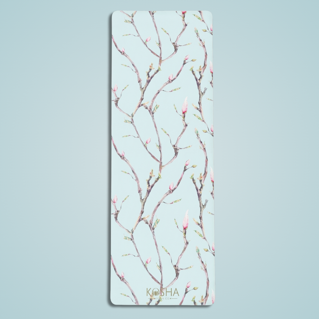 extra long extra wide yoga mat with printed design for women by kosha yoga co