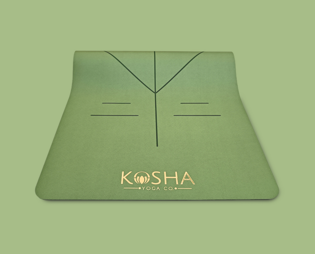 army green luxury yoga mat with alignment lines rubber yoga mat