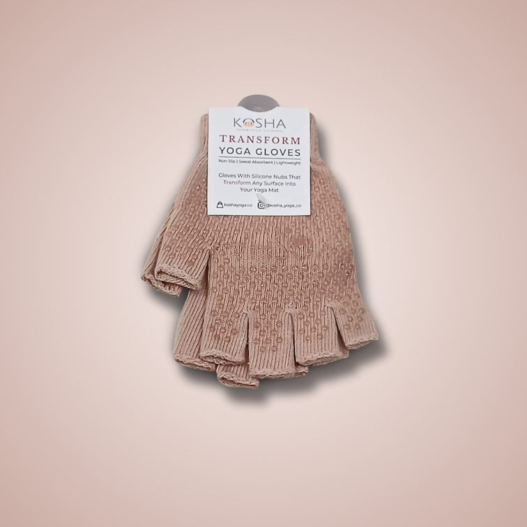 skidless anti skid gloves for yoga pilates working out travel yoga mat kosha yoga co in peach colour