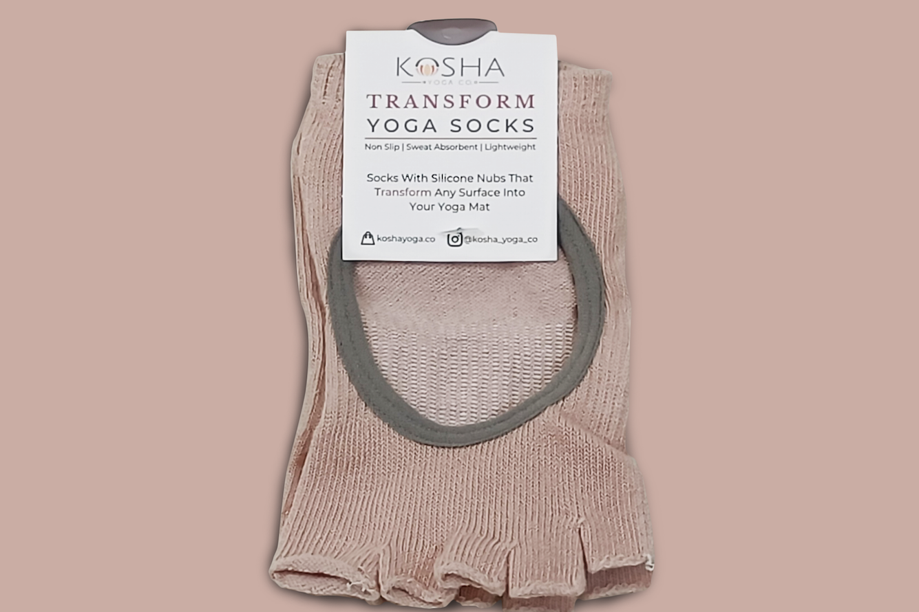 gloves with silicone grips for yoga pilates working out travel yoga mat kosha yoga co in peach colour