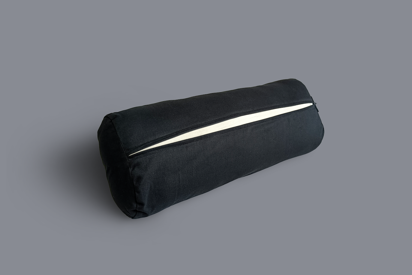 removable washable cover cotton natural yoga bolster in black colour