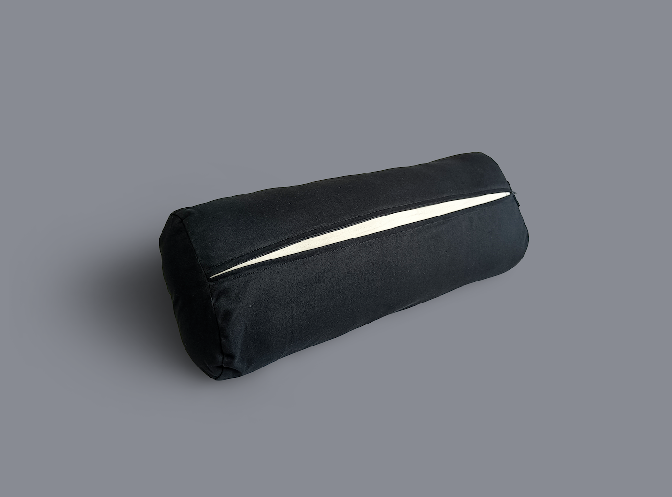 removable washable cover cotton natural yoga bolster in black colour