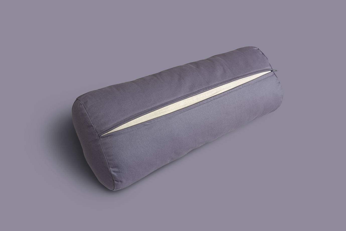 removable washable cover cotton natural yoga bolster in purple colour