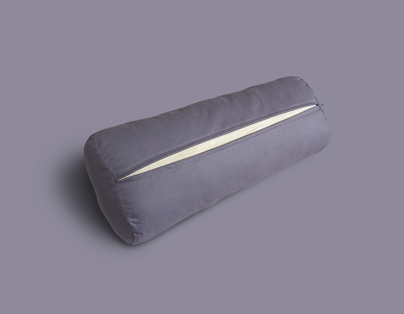 removable washable cover cotton natural yoga bolster in purple cream colour