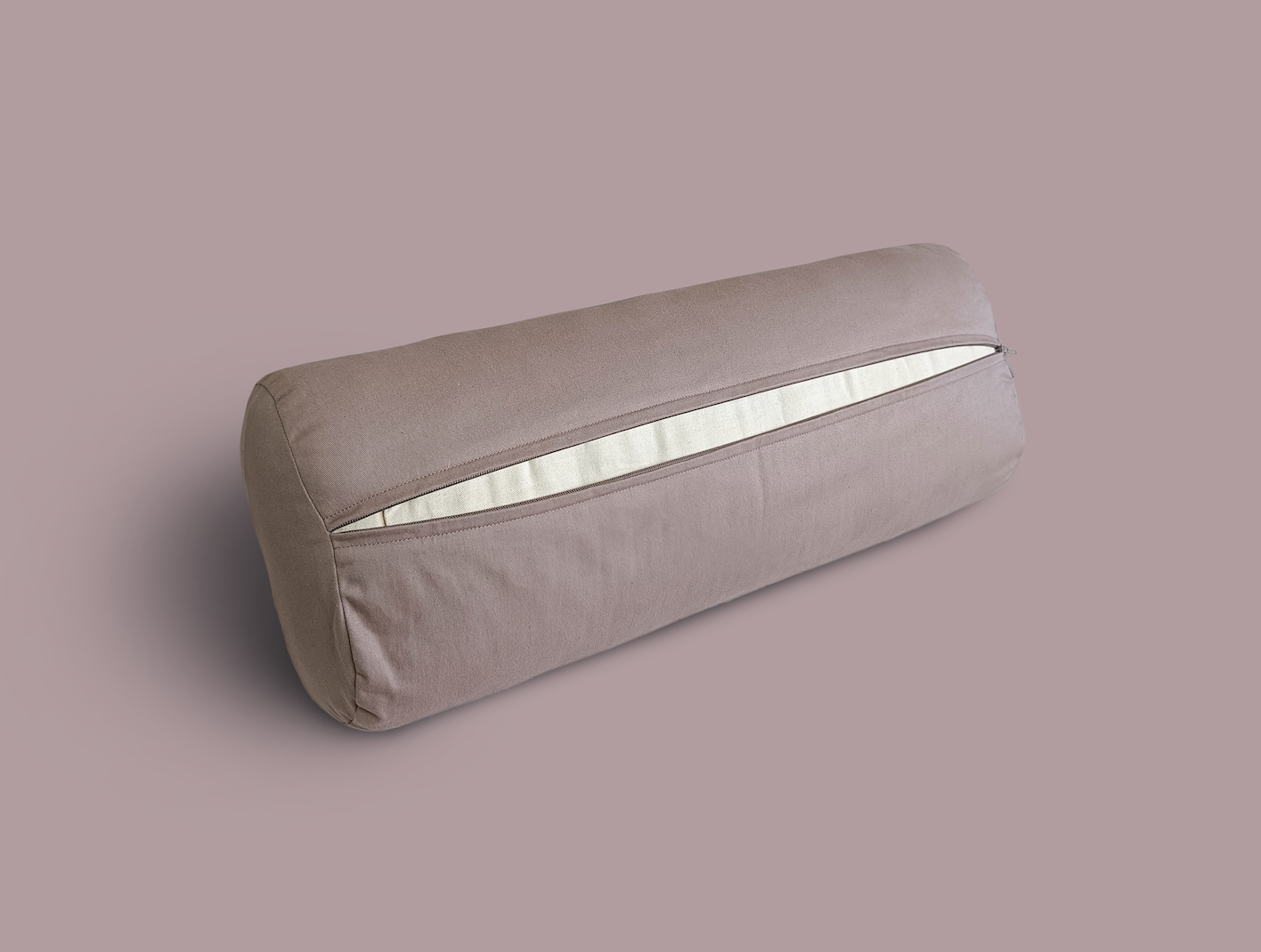 removable washable cover cotton natural yoga bolster in brown cream colour